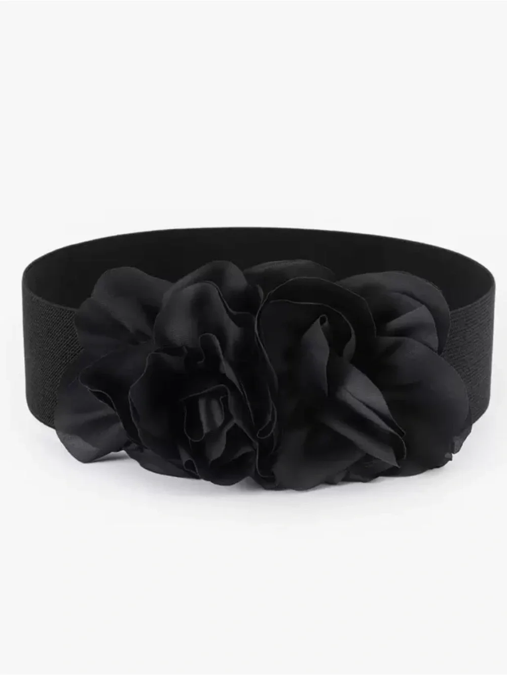 Black Floral Elastic Belt - Women Accessories